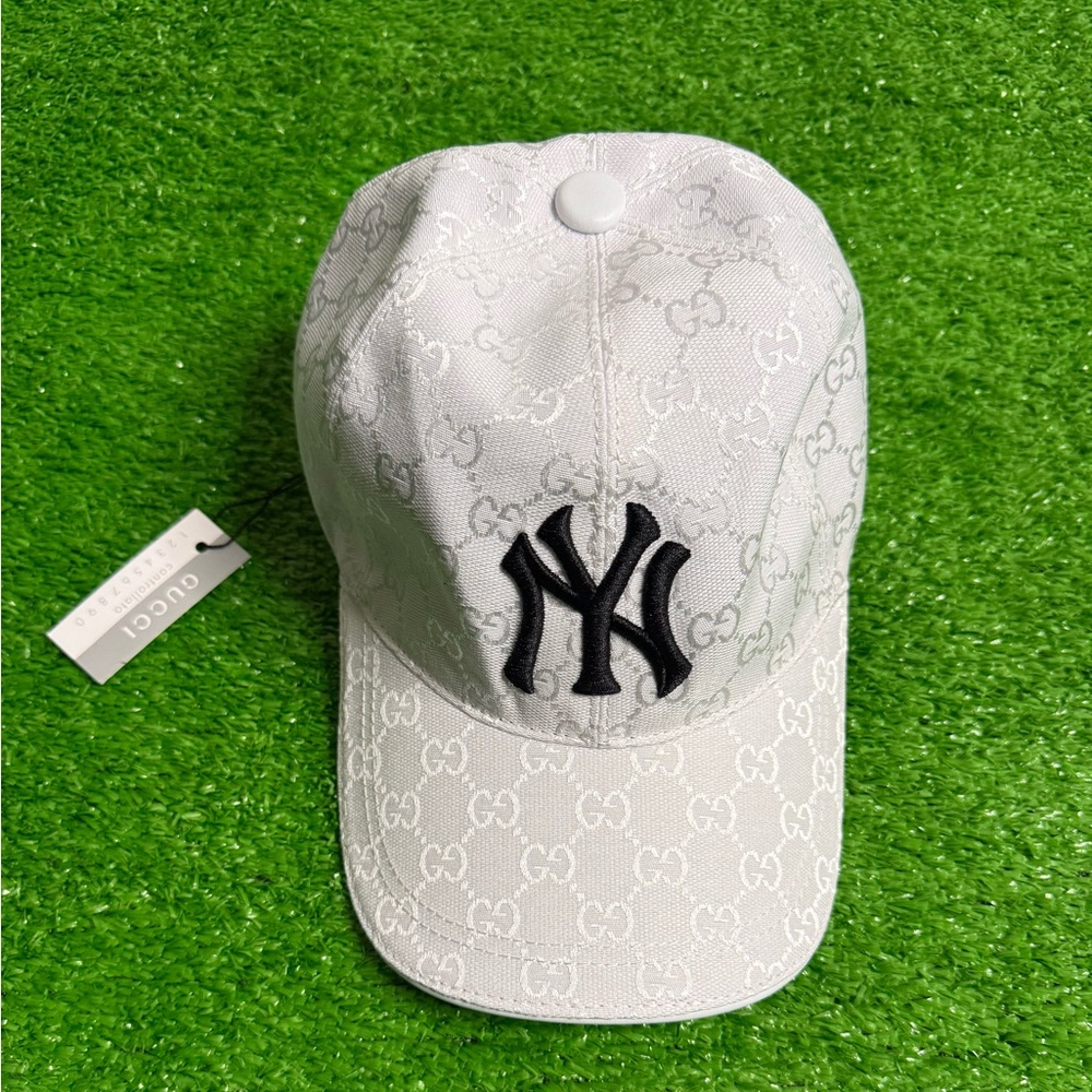 Gucci White Cap with Black NY Logo